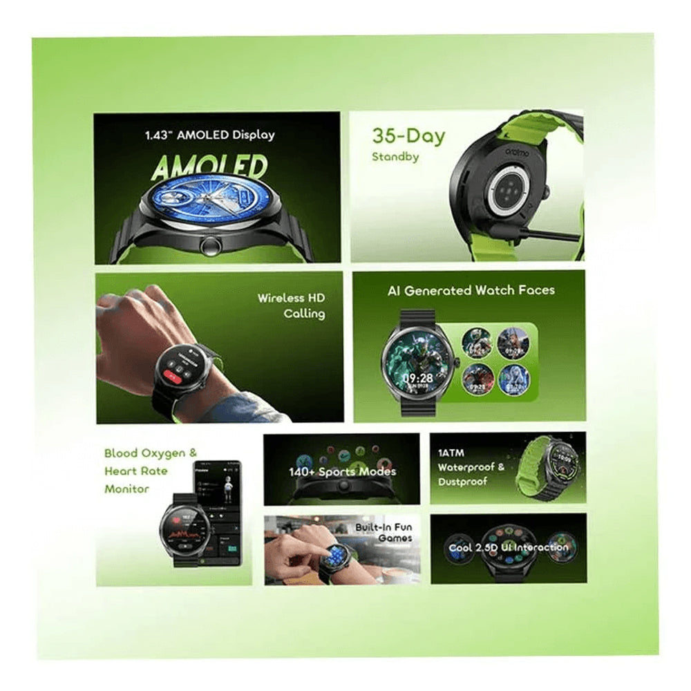 Oraimo Smart Watch Nova 2R, 1.43" AMOLED Display