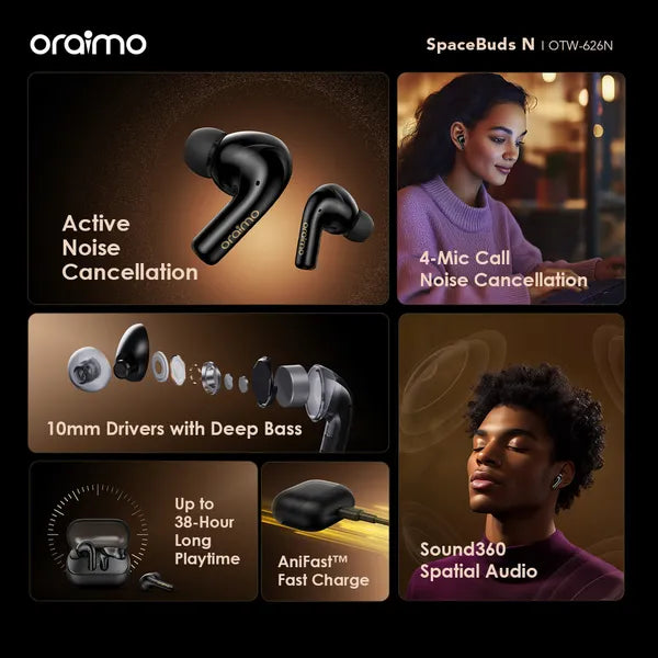 oraimo SpaceBuds N ANC Wireless Earbuds